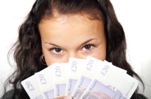 a person holding money